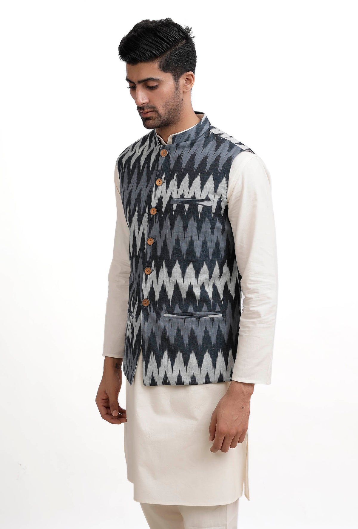 Slate Blue Ikat Nehru Jacket サイズ 36