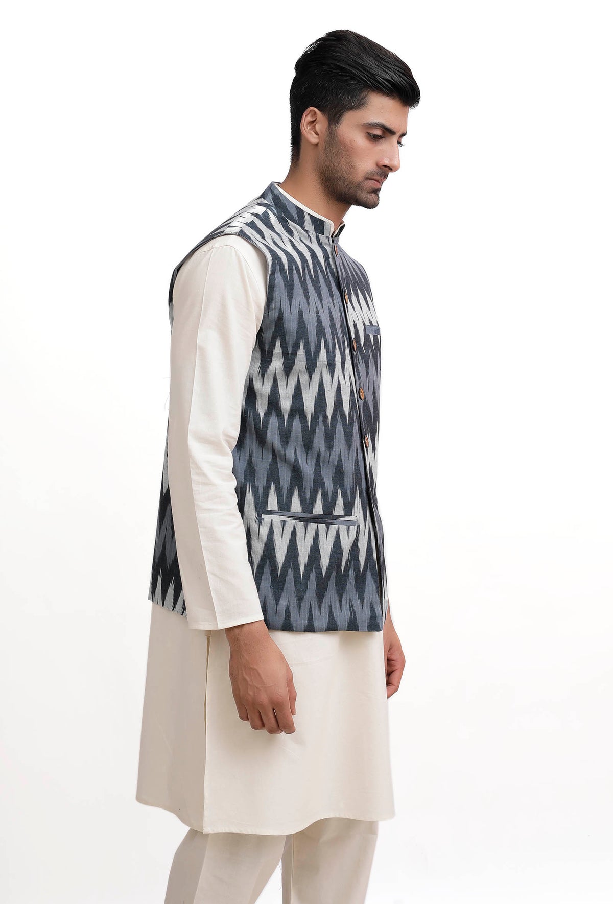 Slate Blue Ikat Nehru Jacket サイズ 36