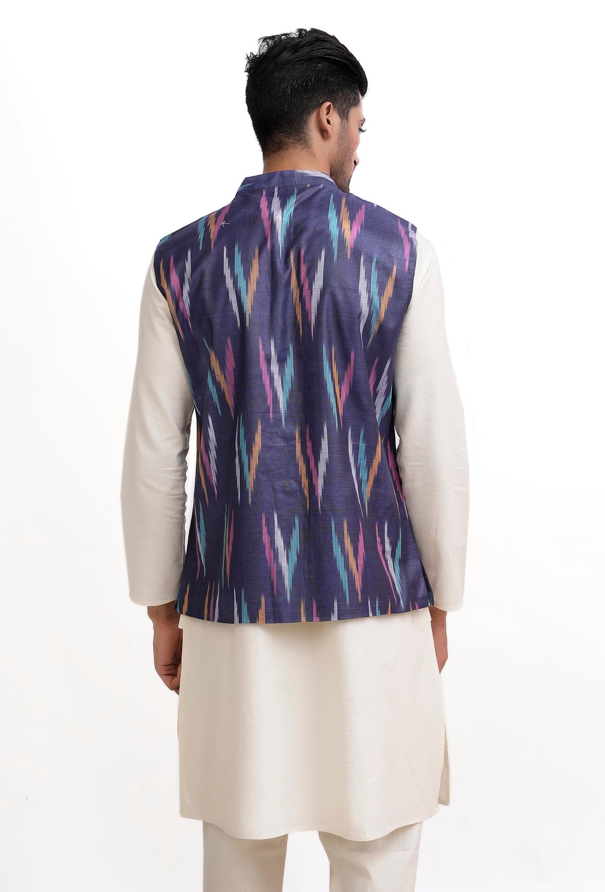 Azure Blue Ikat Nehru Jacket サイズ 38