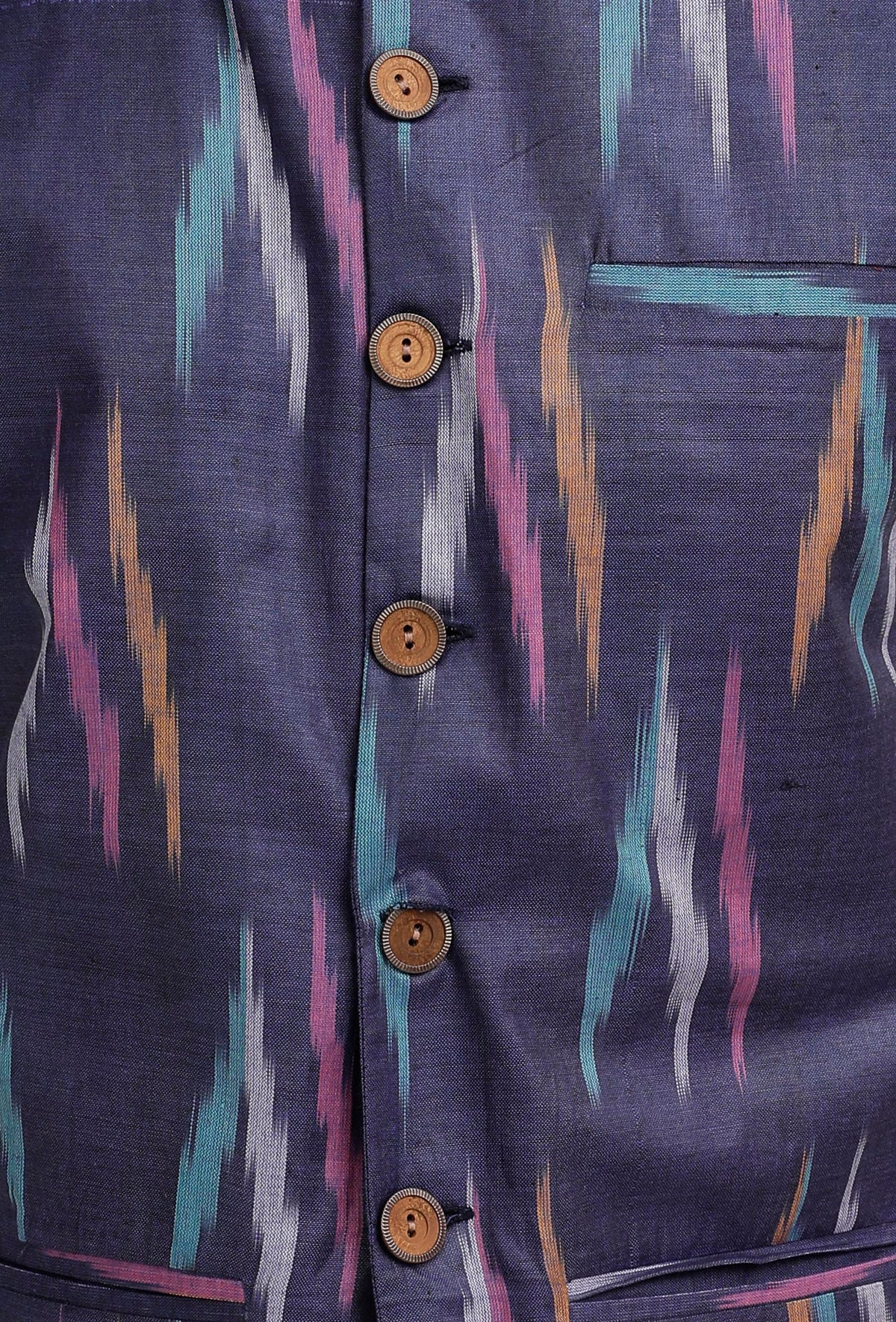Azure Blue Ikat Nehru Jacket サイズ 38