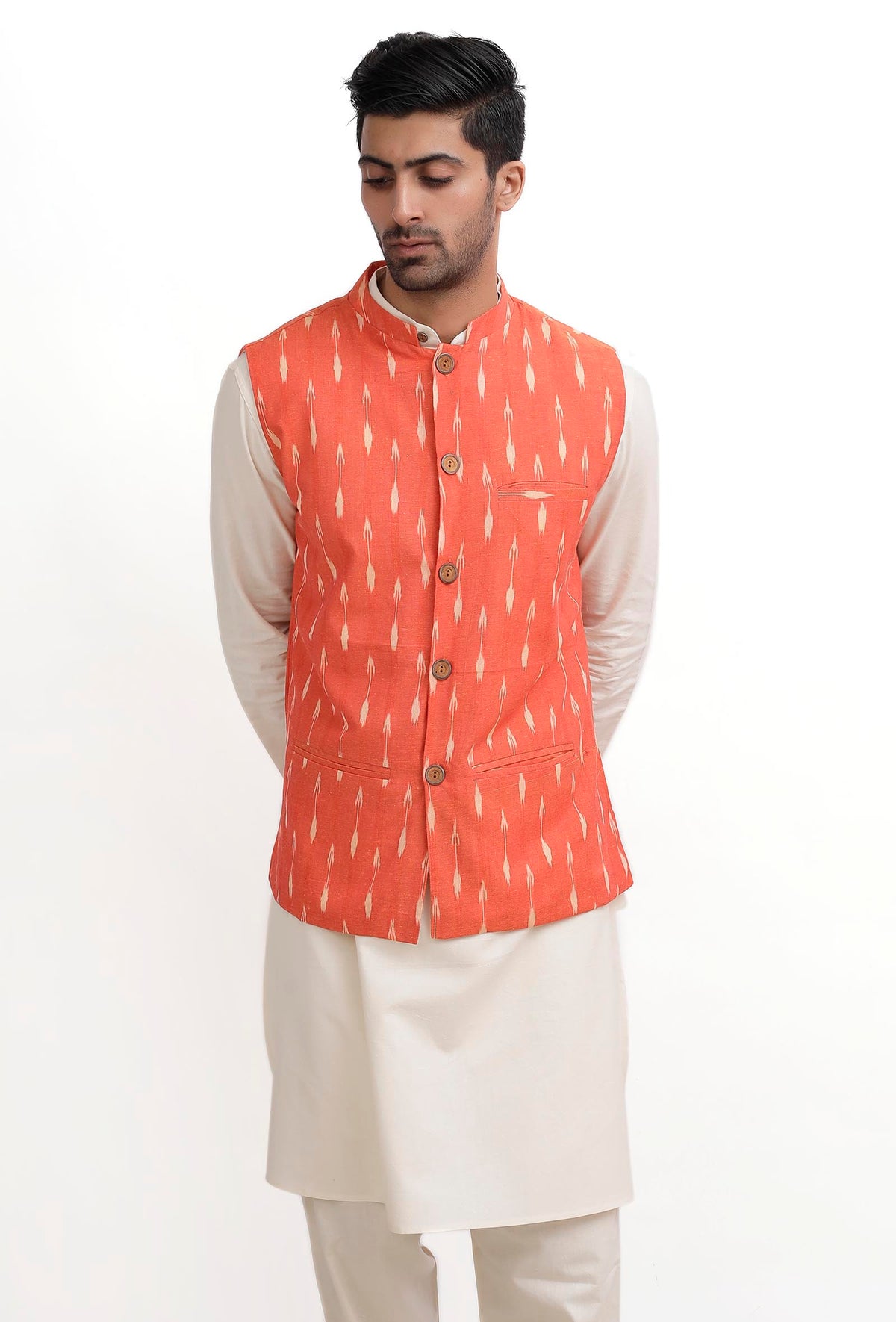 Coral Ikat Nehru Jacket サイズ 40