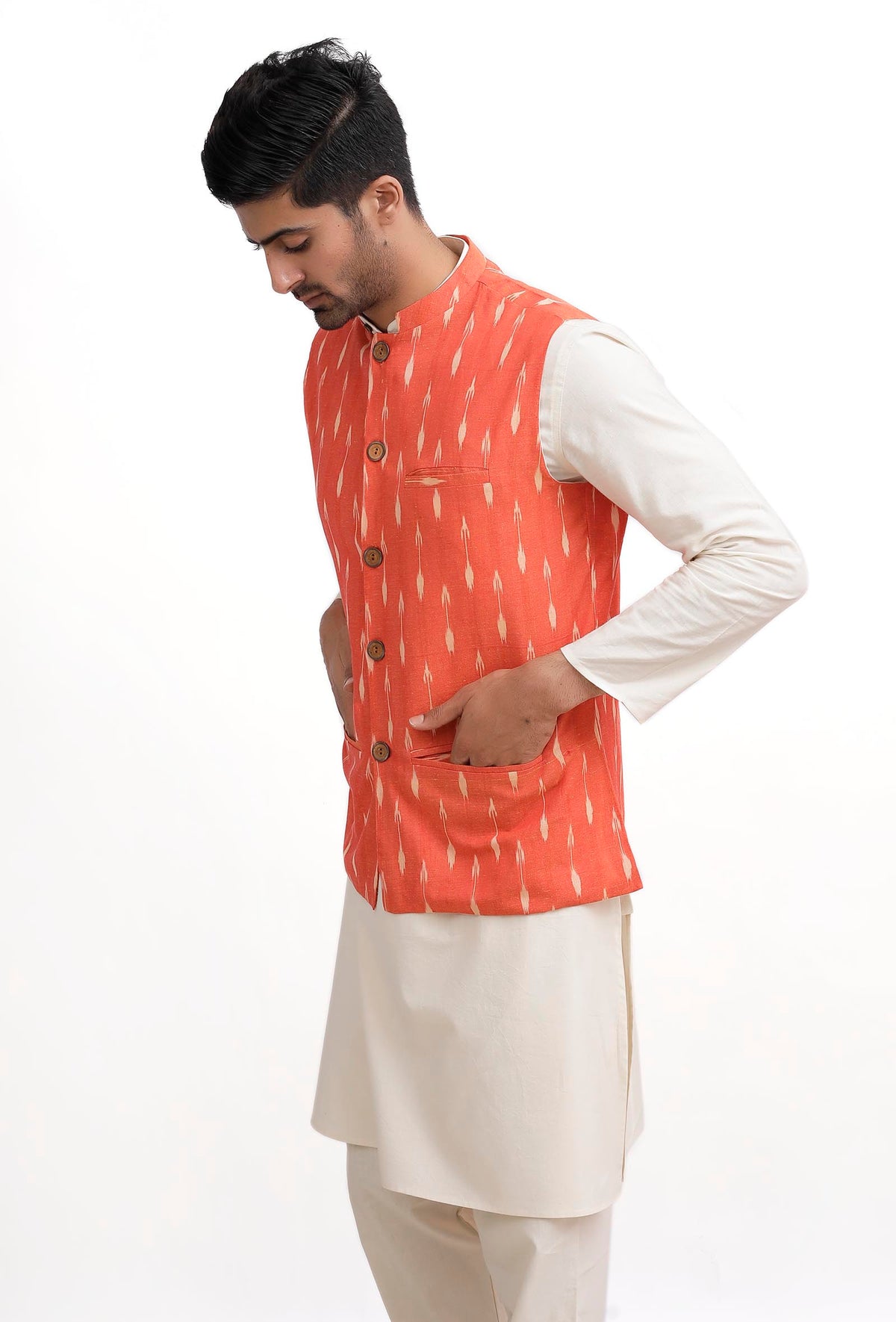 Coral Ikat Nehru Jacket サイズ 40