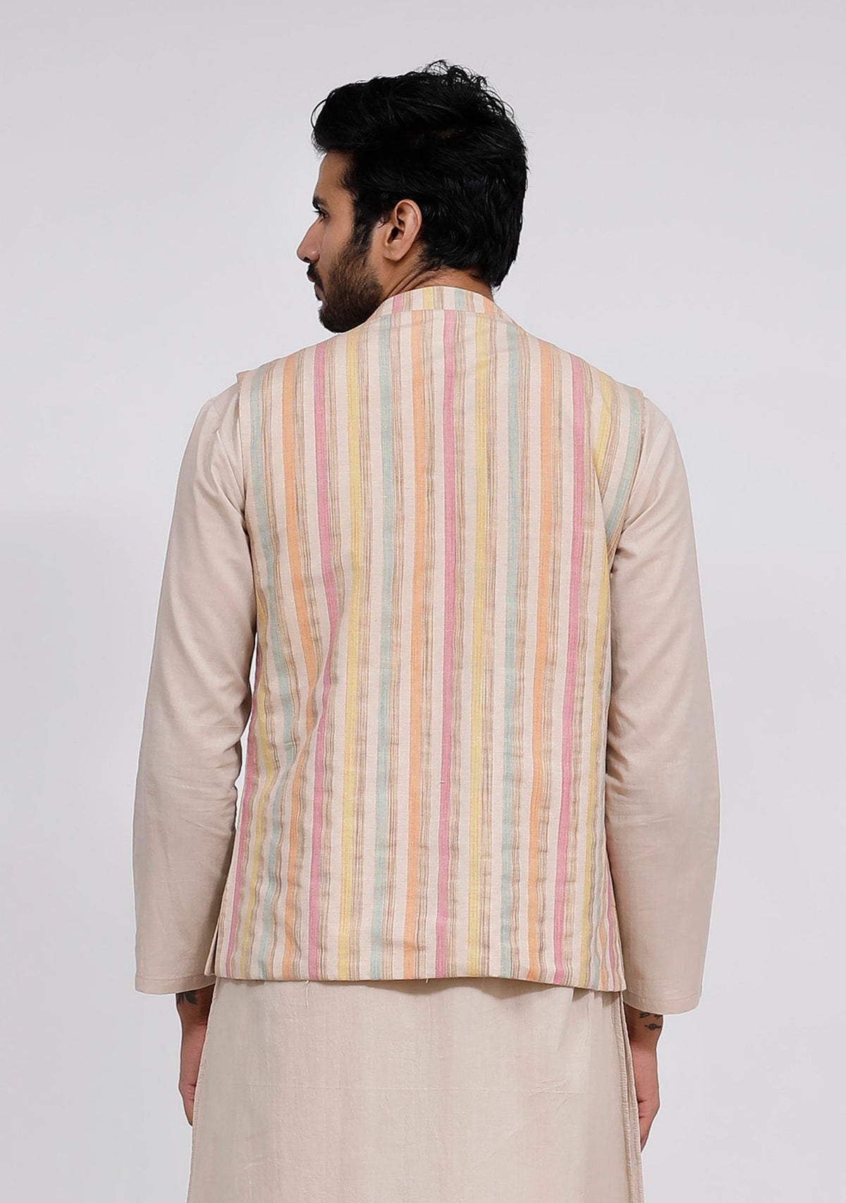 Beige Stripe Nehru Jacket サイズ 42