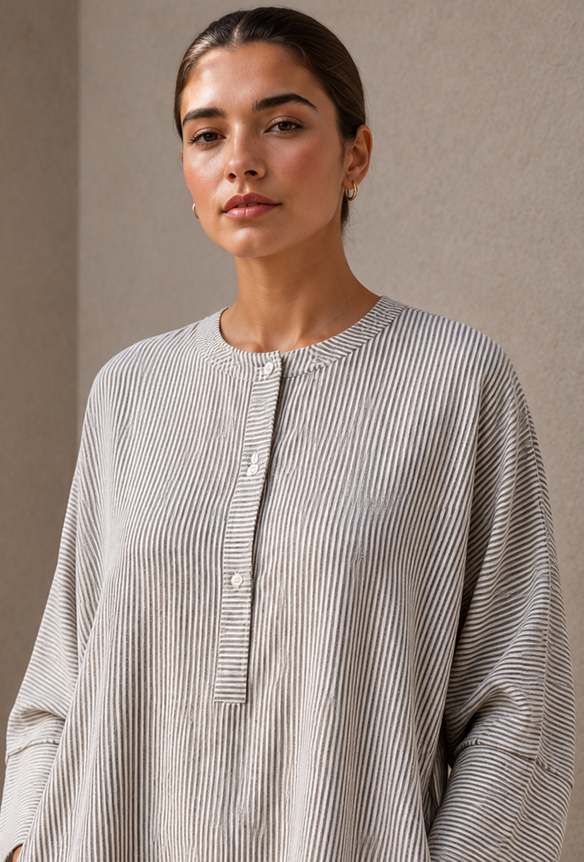 Monochrome Muse Striped Cotton Maxi Shirt Dress サイズ XXL