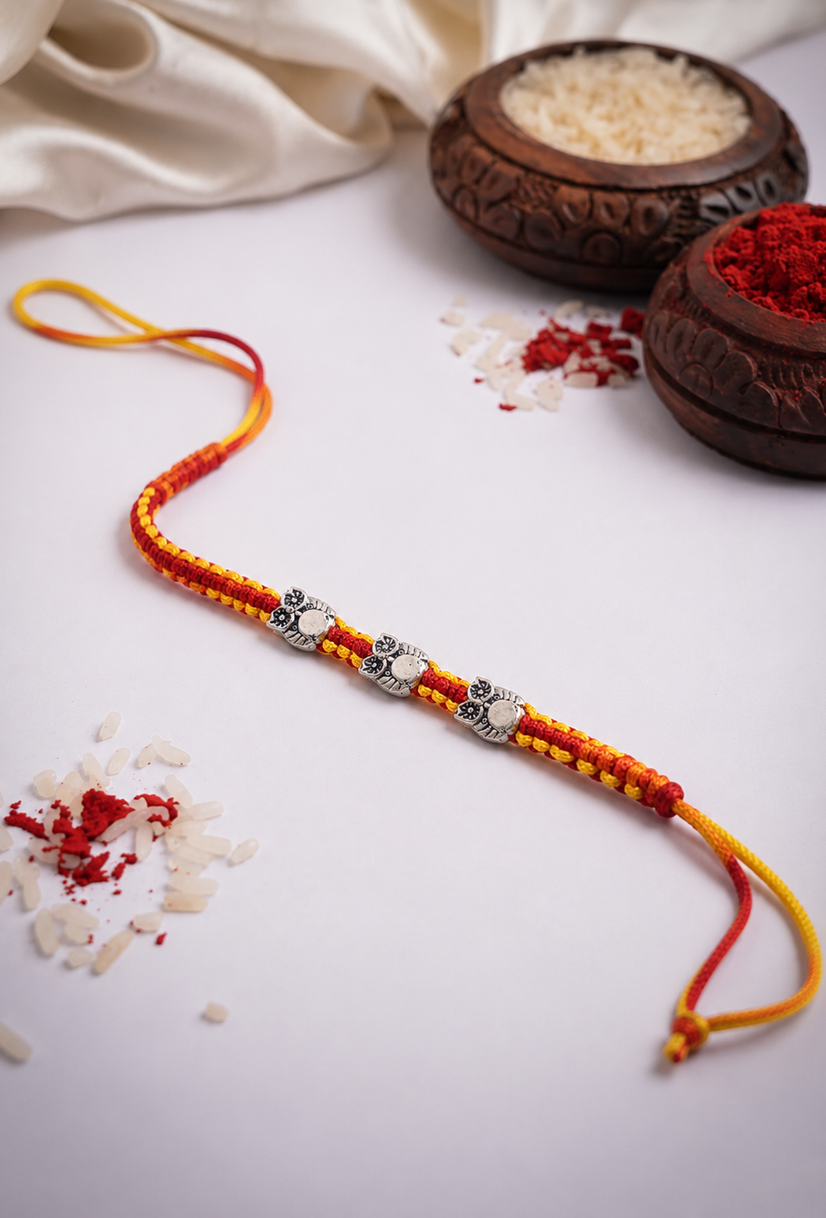 Handcrafted German Silver Owl Shape Rakhi