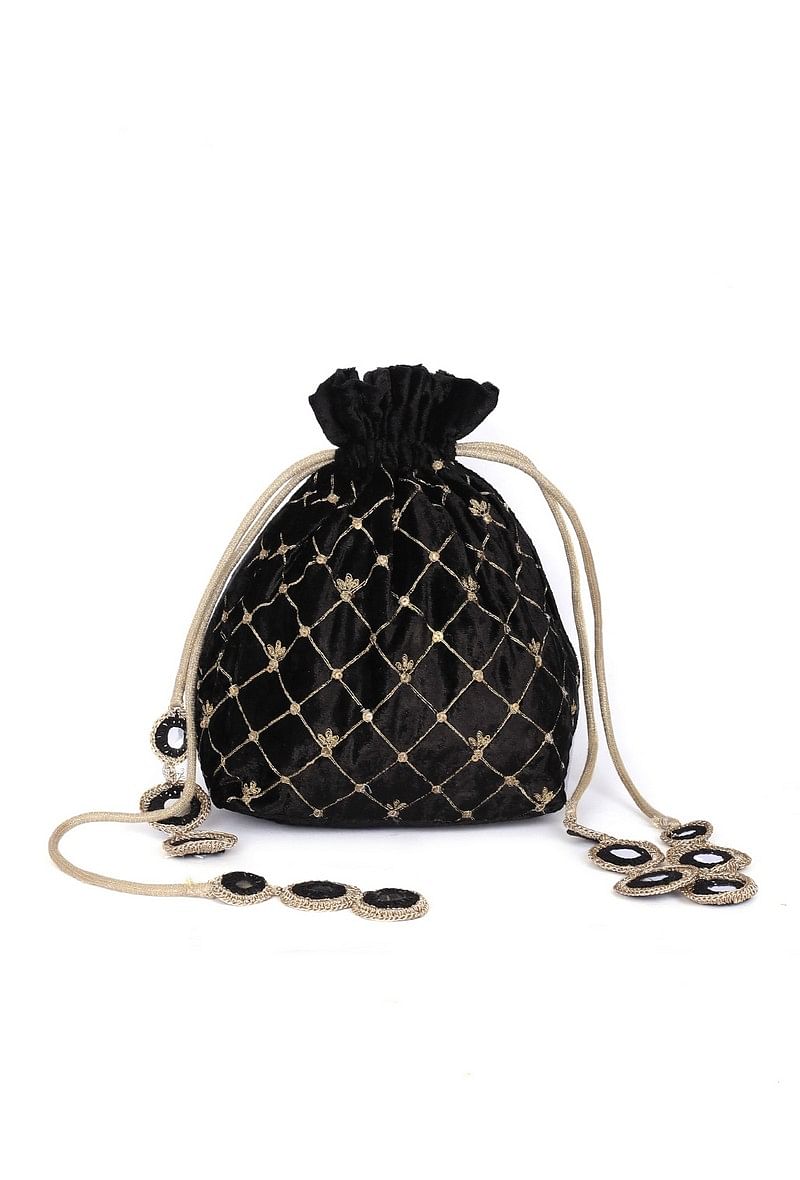 Black Velvet Potli Bag