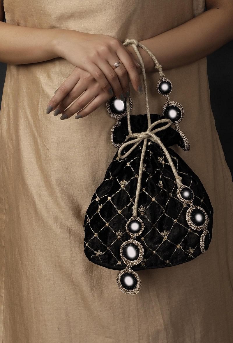 Black Velvet Potli Bag