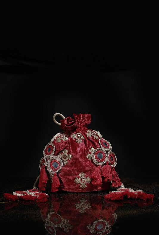 Crimson Red Potli Bag