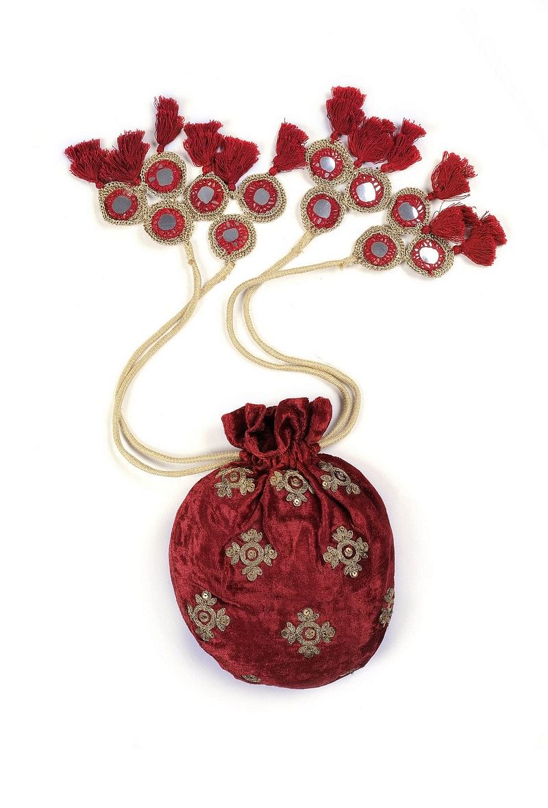 Crimson Red Potli Bag