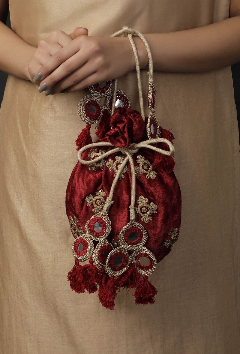 Crimson Red Potli Bag