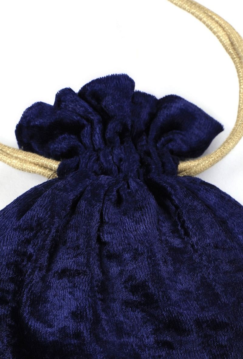 Royal Blue Velvet Potli Bag
