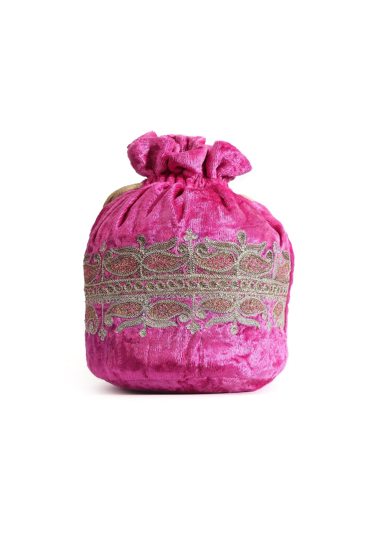 Rose Pink Velvet Tila Embroidery Potli