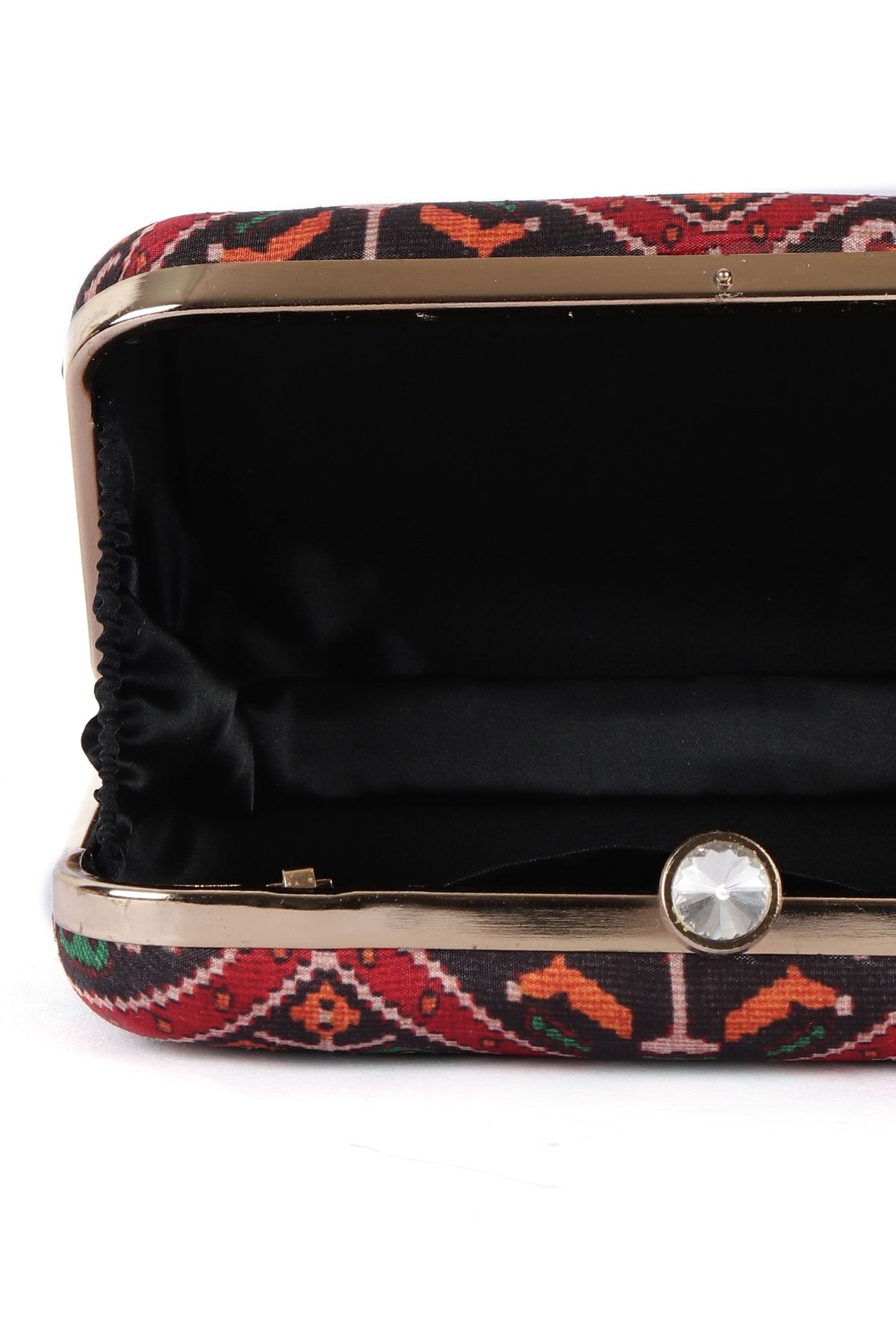 Tia Black & Multi Patola Print Rectangular Box Clutch