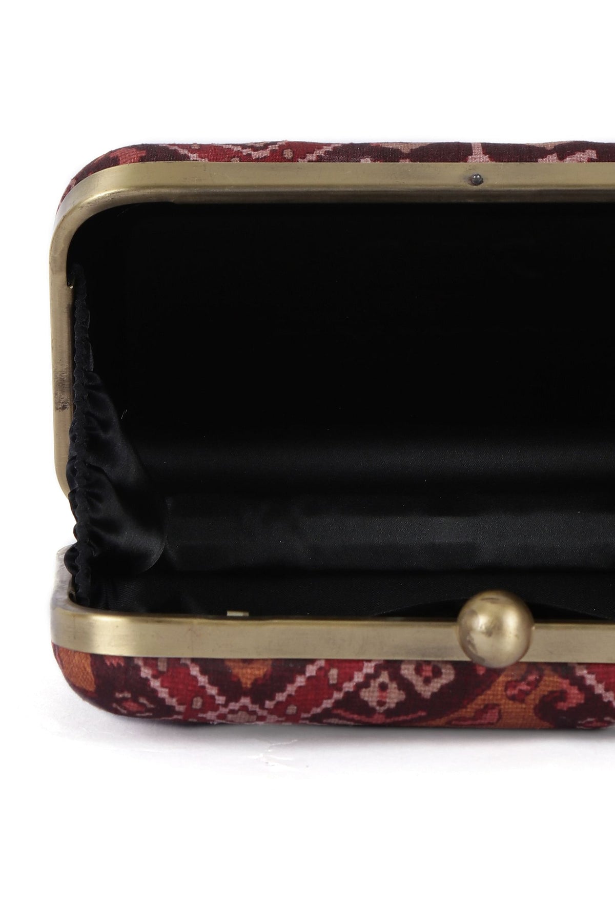 Bella Maroon & Multi Patola Print Rectangular Box Clutch