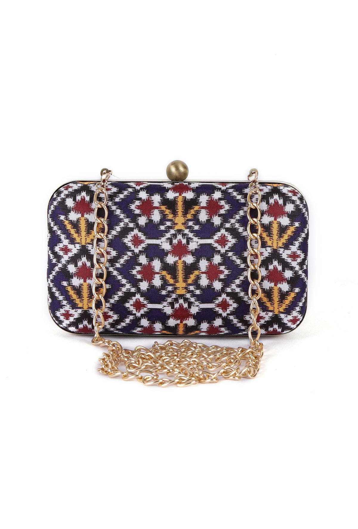 Sitara Blue & Multi Patola Print Rectangular Box Clutch