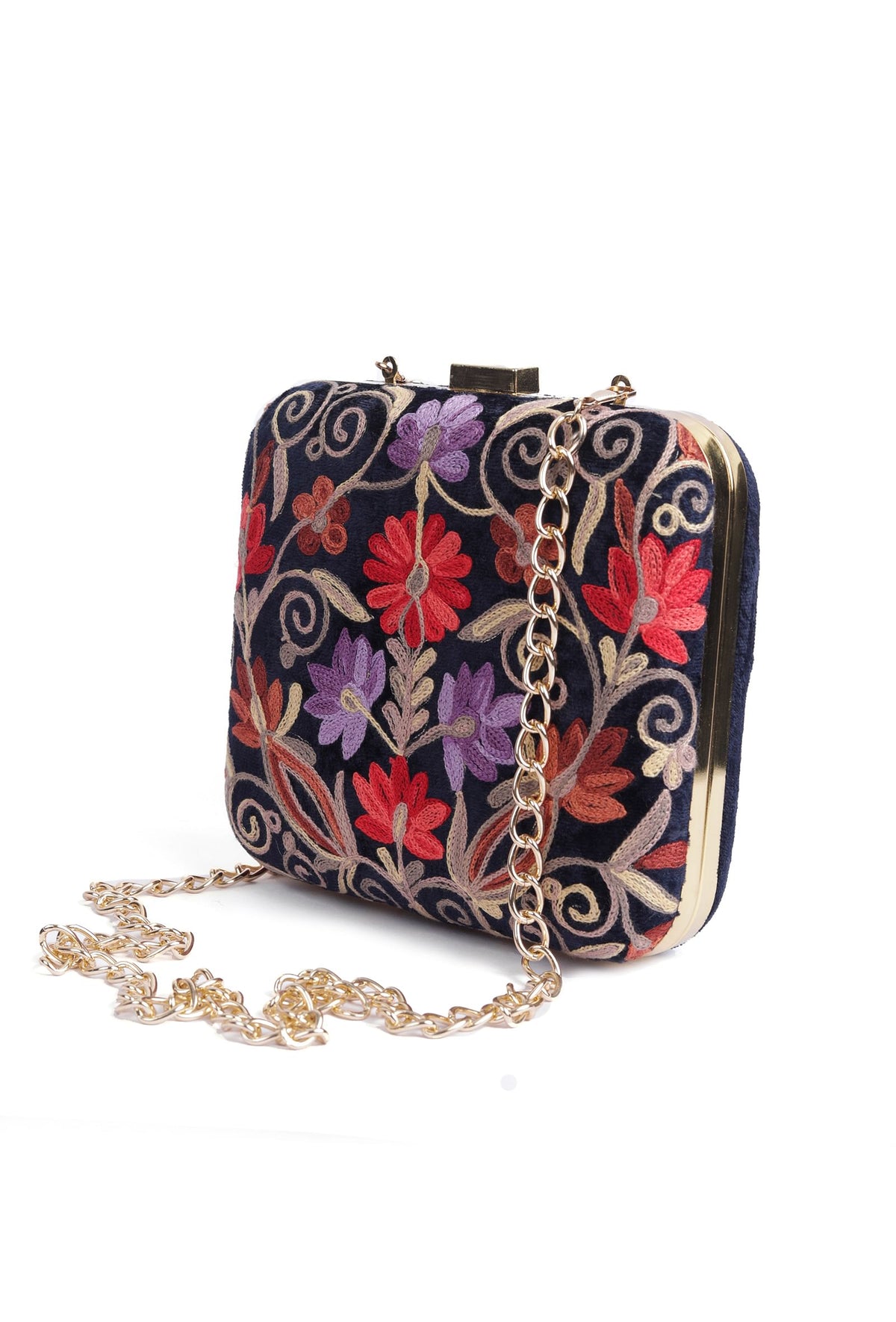 Navy Blue Velvety Box Clutch