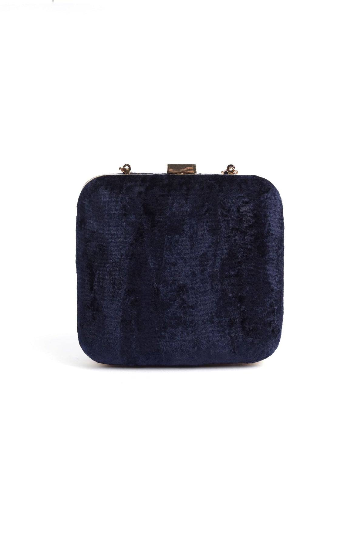 Navy Blue Velvety Box Clutch
