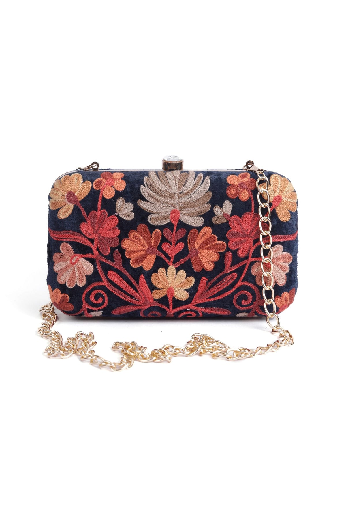 Navy Blue Velvety Rectangular Clutch