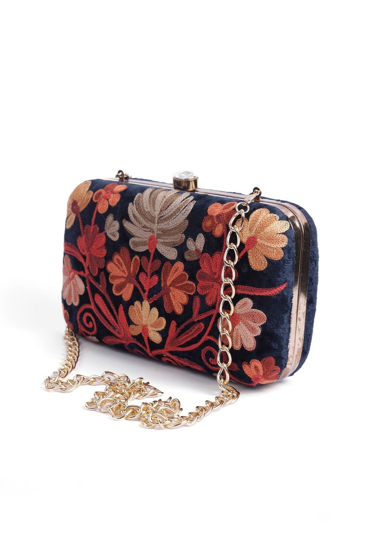 Navy Blue Velvety Rectangular Clutch