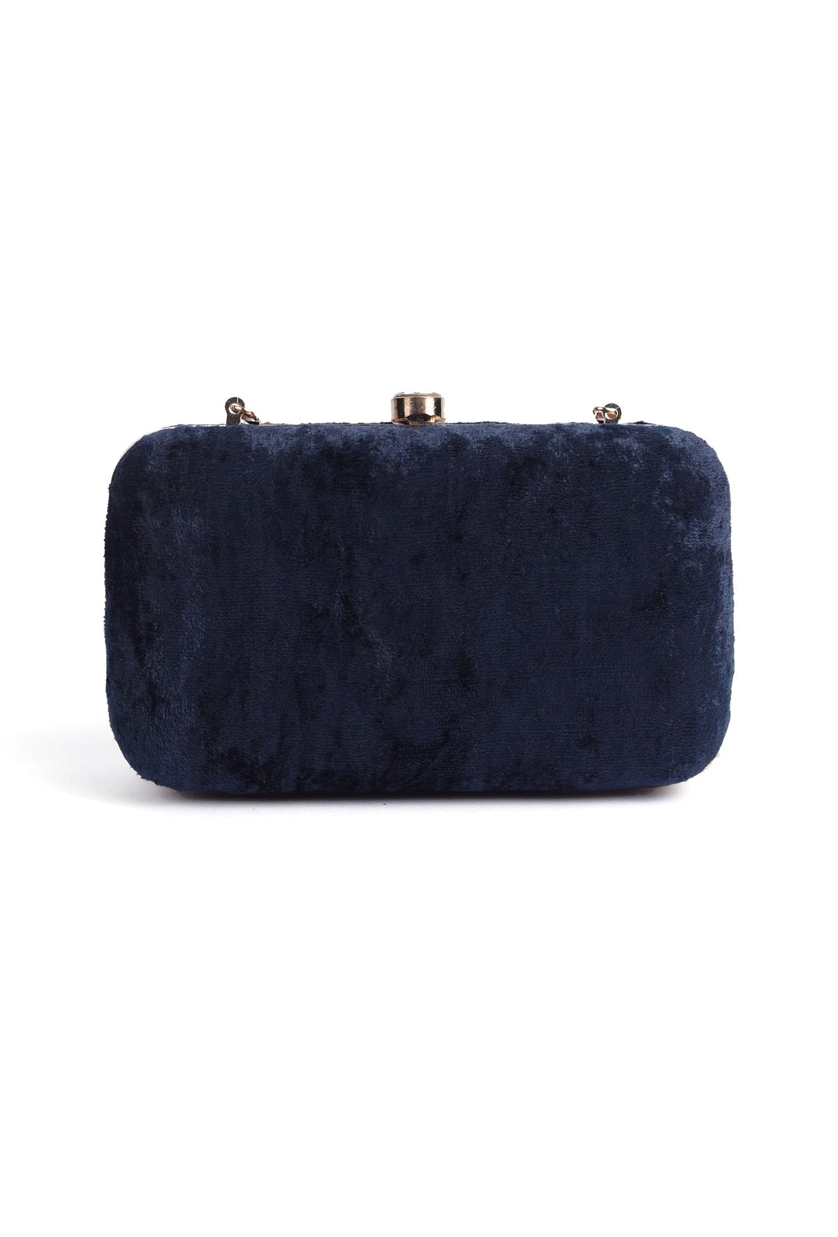 Navy Blue Velvety Rectangular Clutch