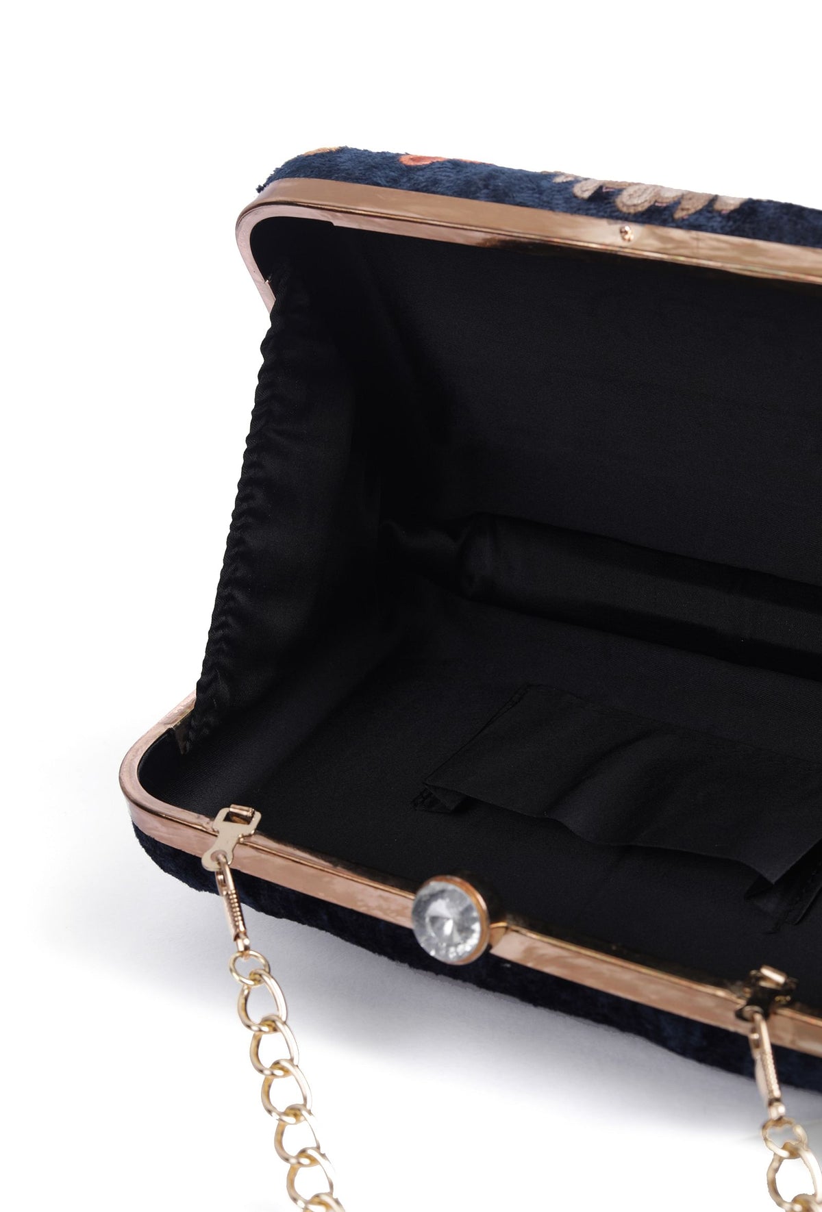 Navy Blue Velvety Rectangular Clutch