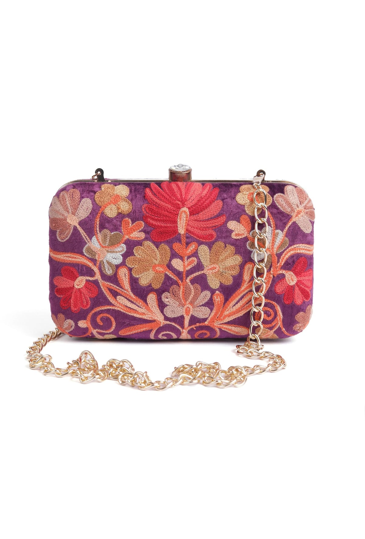 Purple Velvety Rectangular Clutch