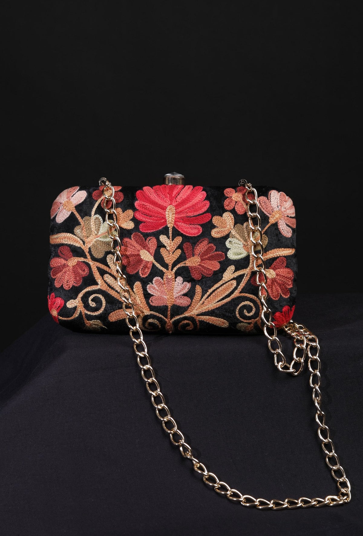 Black Velvety Rectangular Clutch