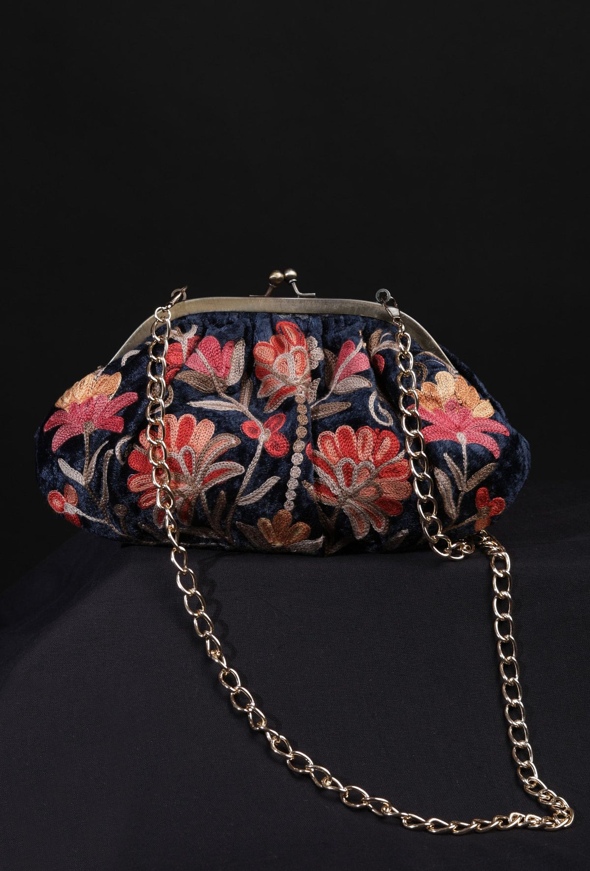 Navy Blue Gathered Clutch