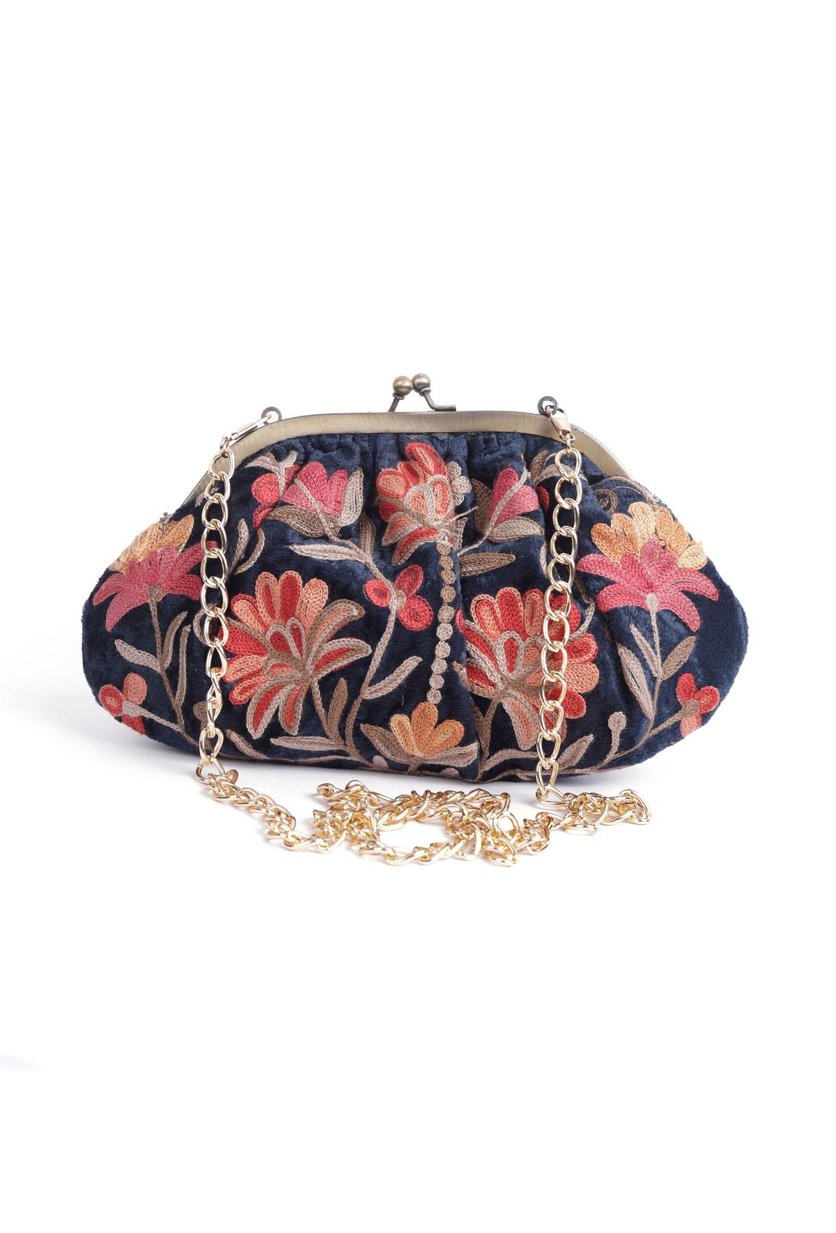 Navy Blue Gathered Clutch
