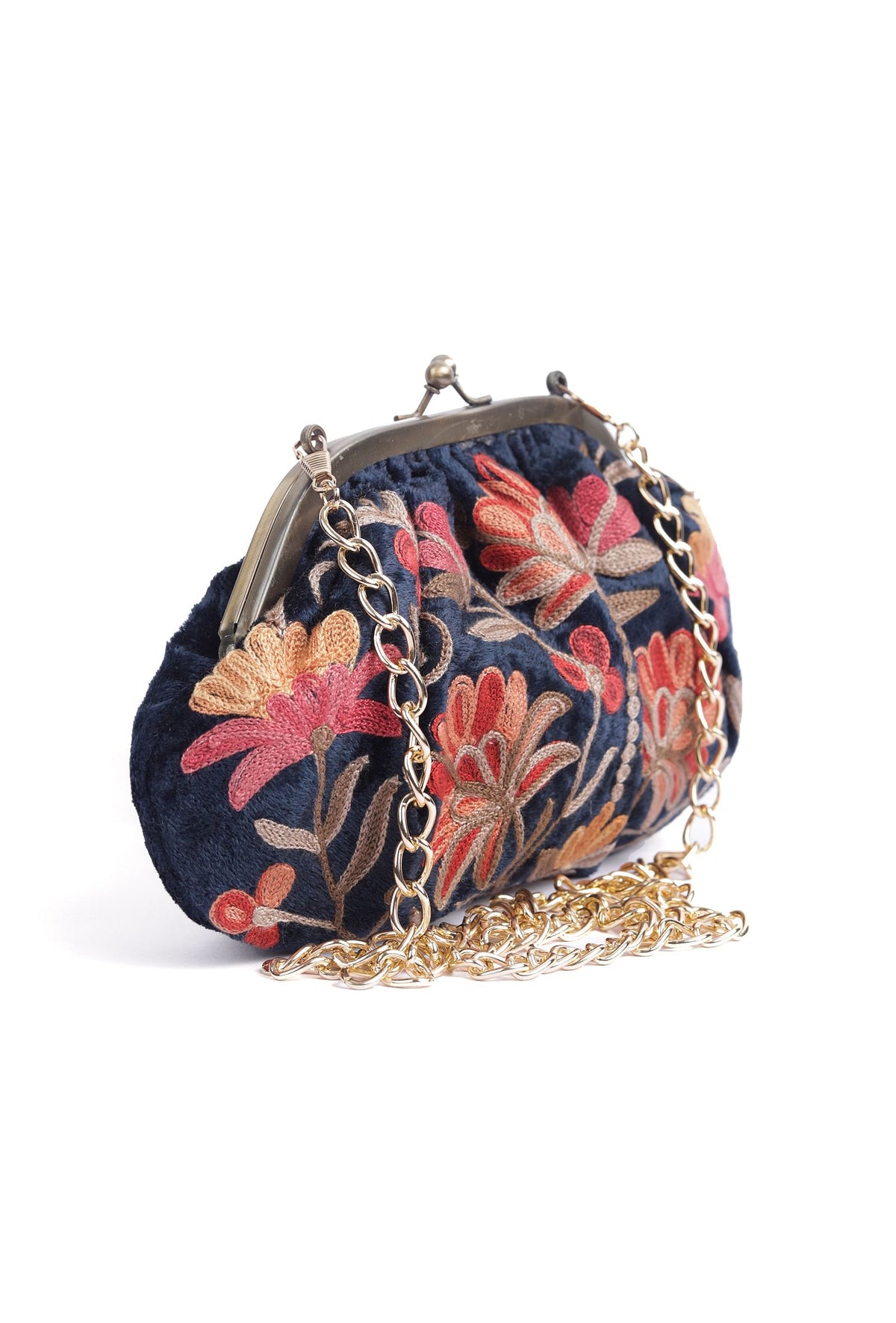 Navy Blue Gathered Clutch