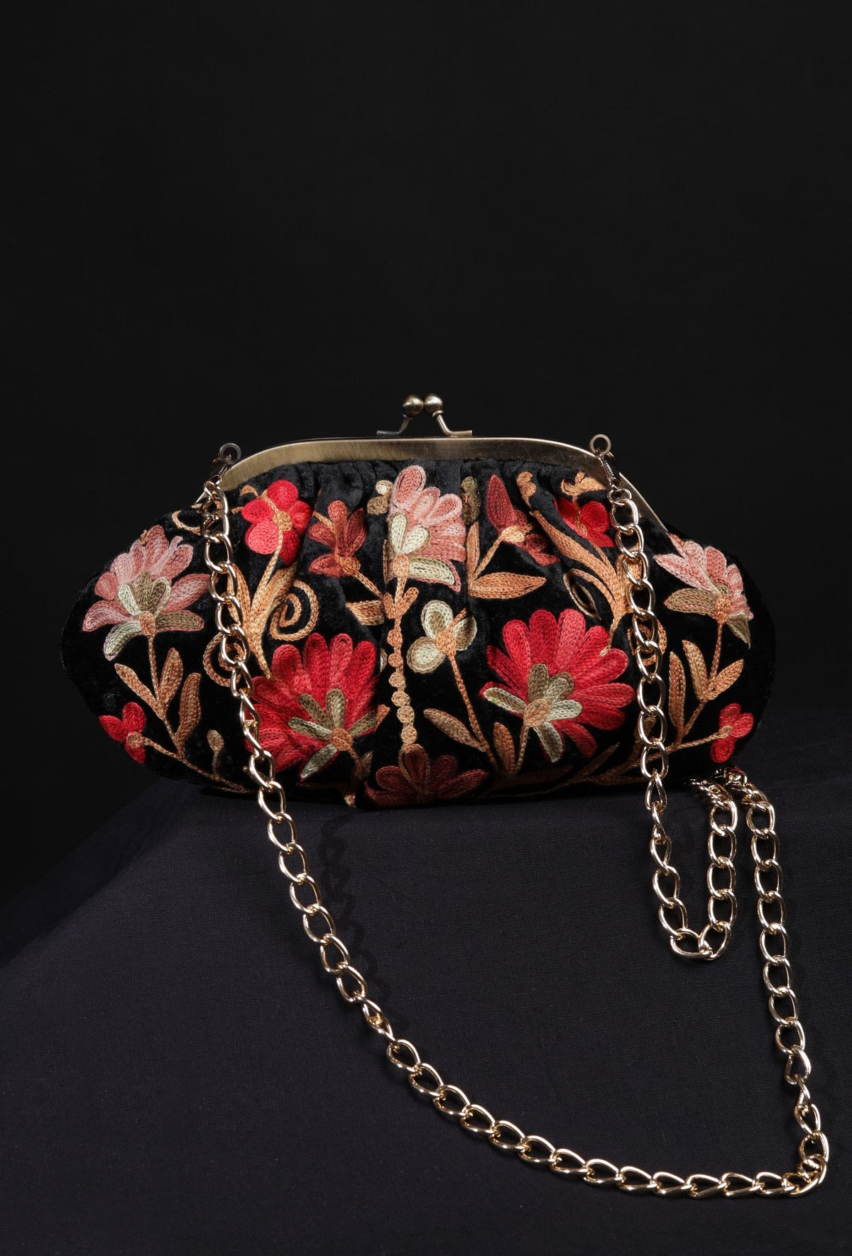 Black Gathered Clutch