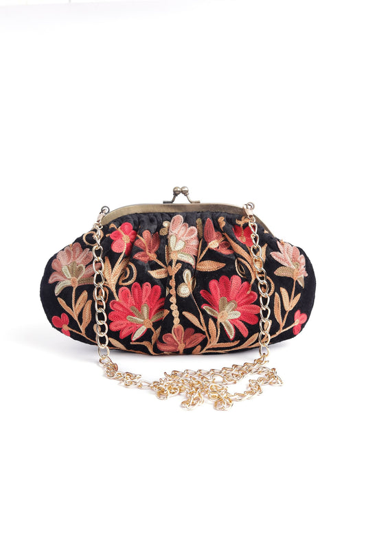 Black Gathered Clutch