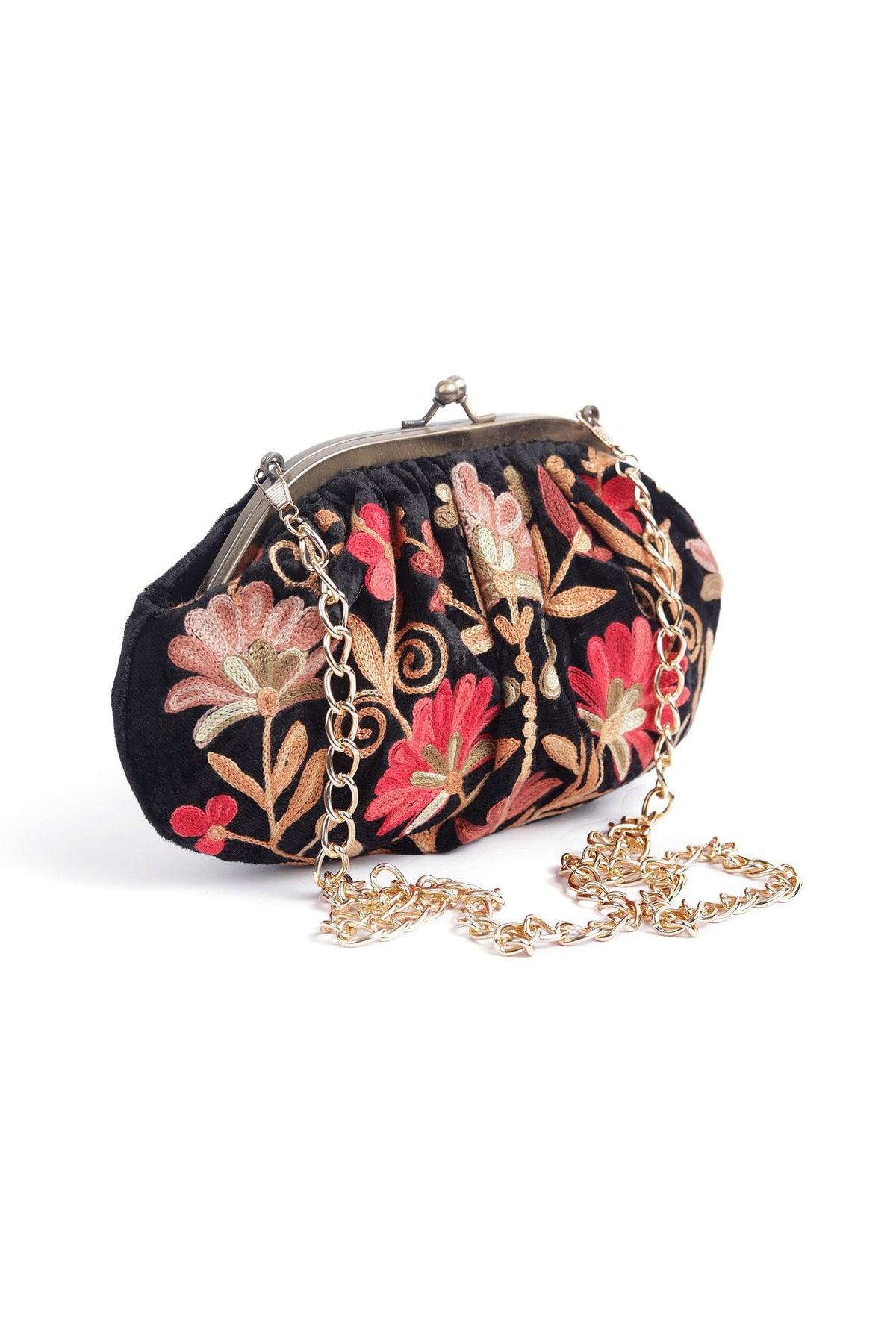 Black Gathered Clutch