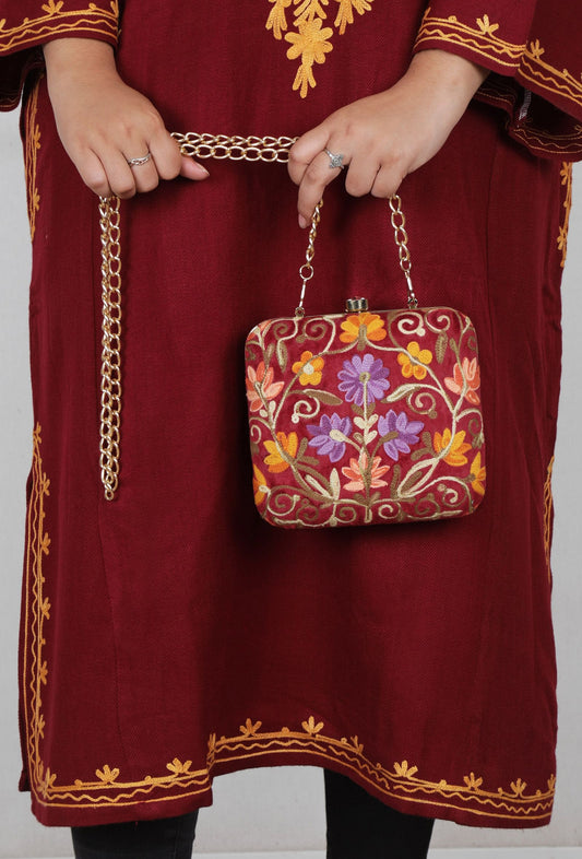 Red Velvety Box Clutch
