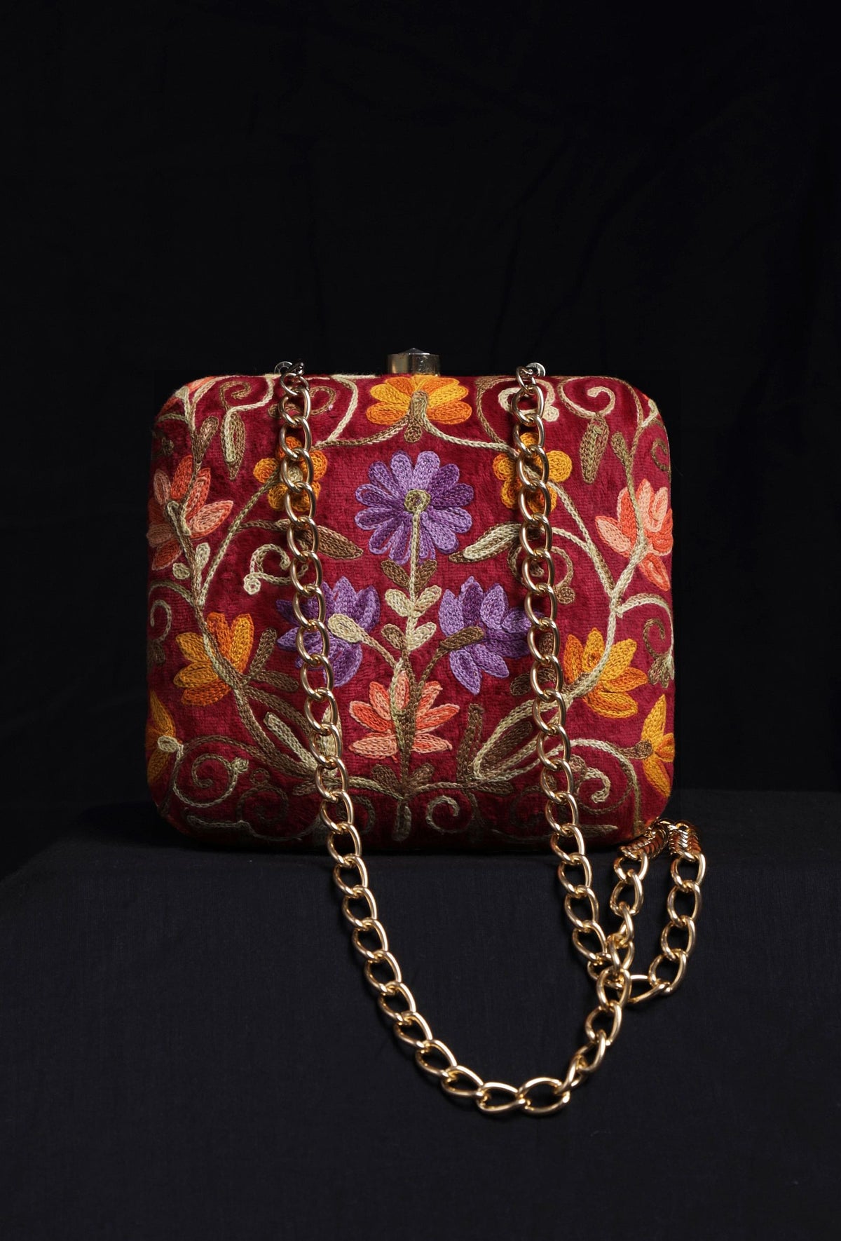 Red Velvety Box Clutch