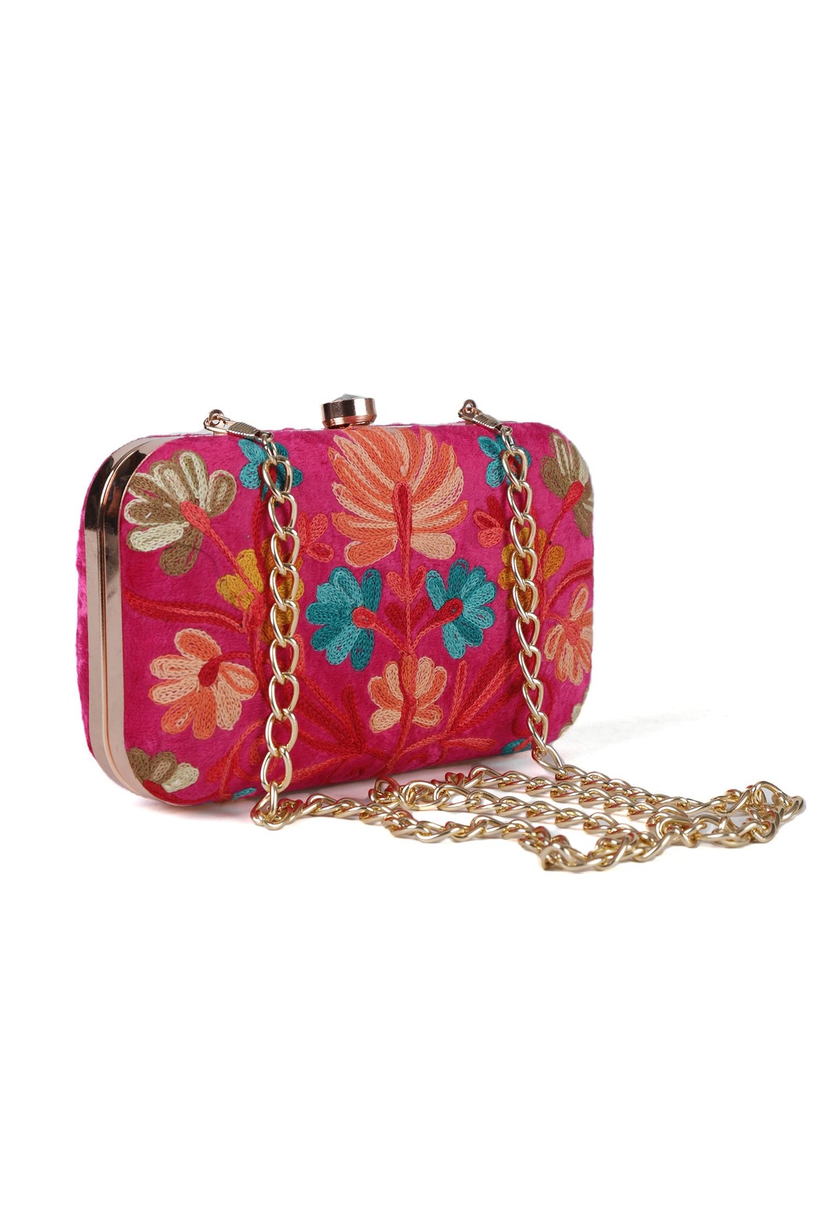 Pink Velvety Rectangular Clutch