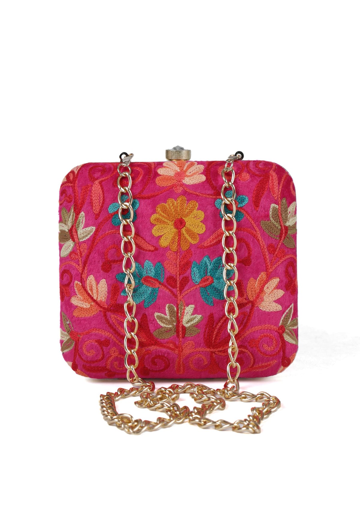 Pink Velvety Box Clutch