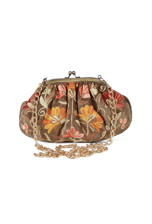 Olive Green Gathered Clutch