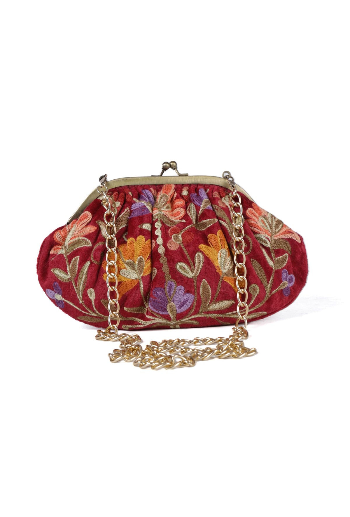 Red Gathered Clutch