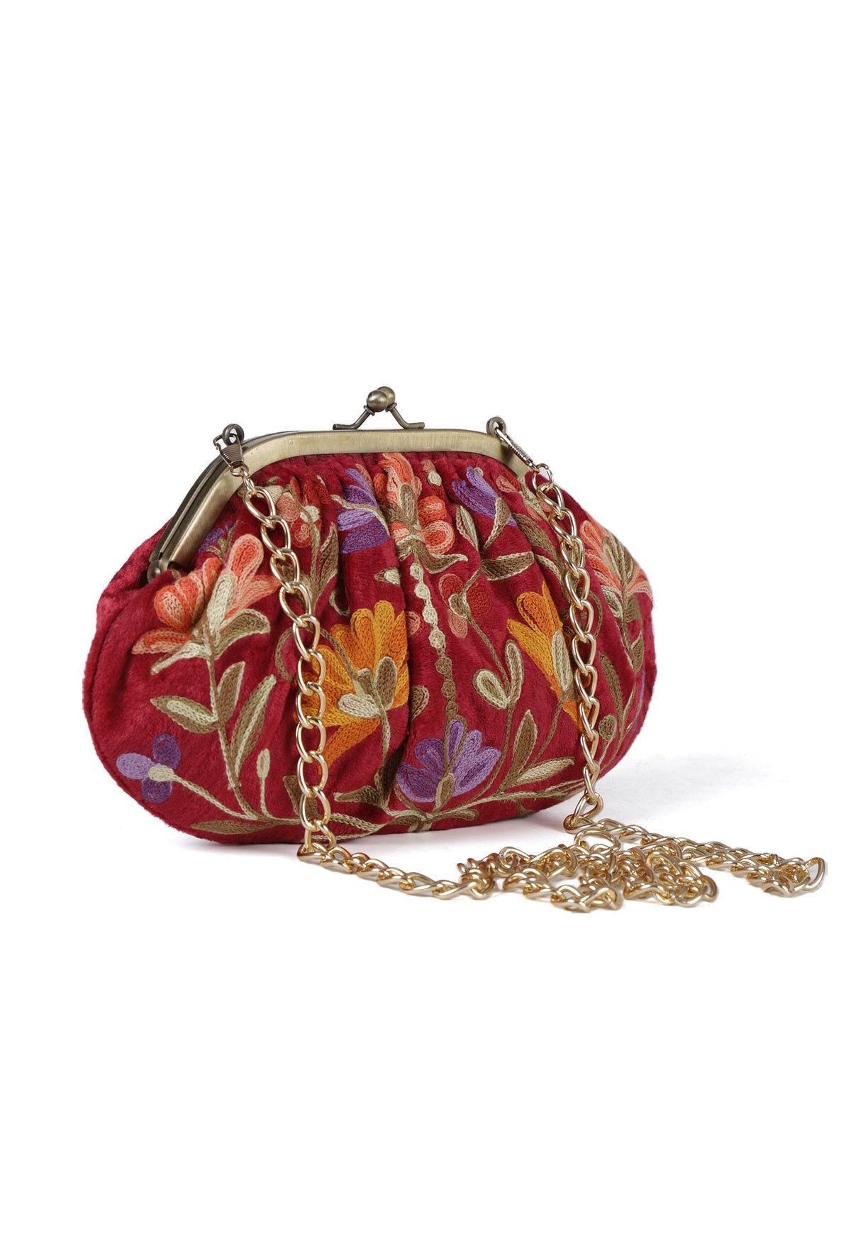 Red Gathered Clutch