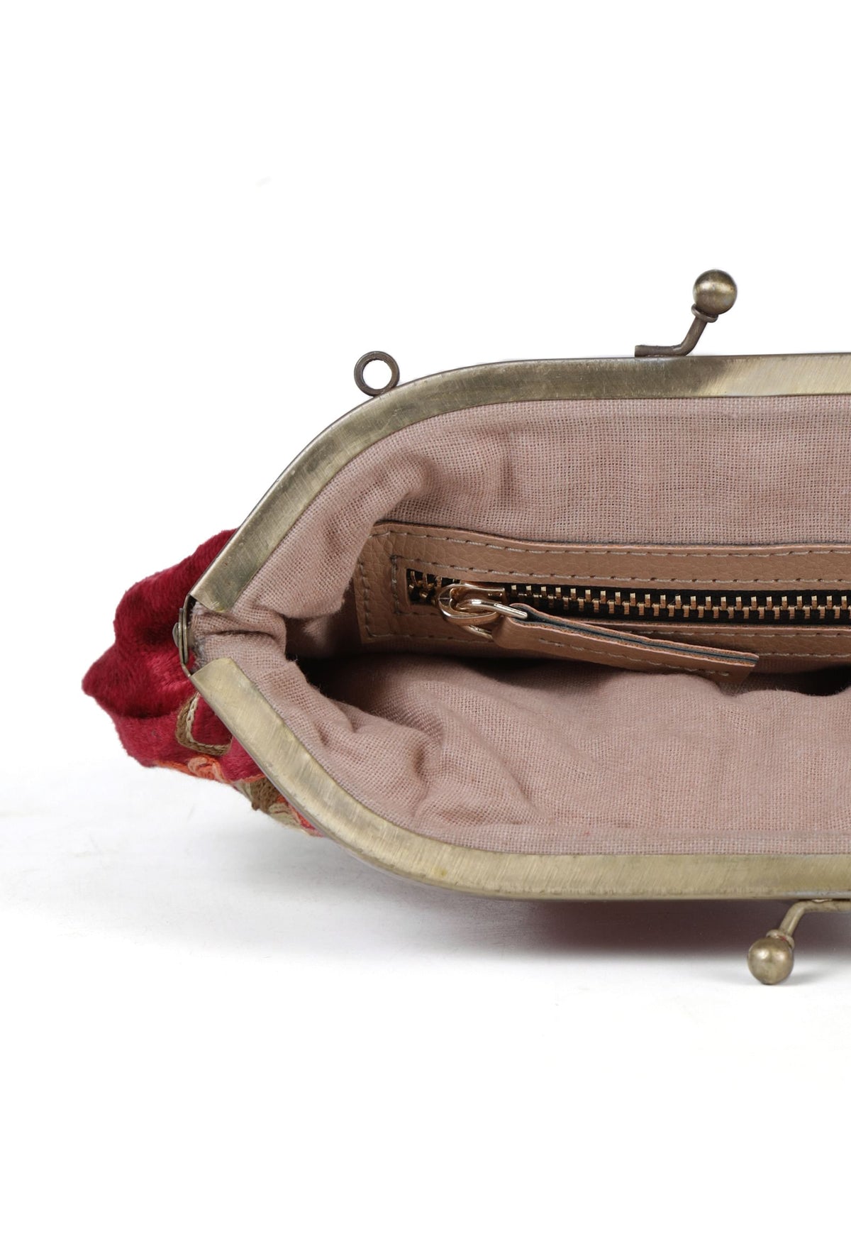 Red Gathered Clutch