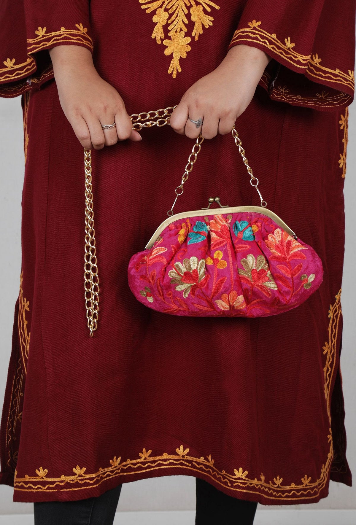 Pink Gathered Clutch