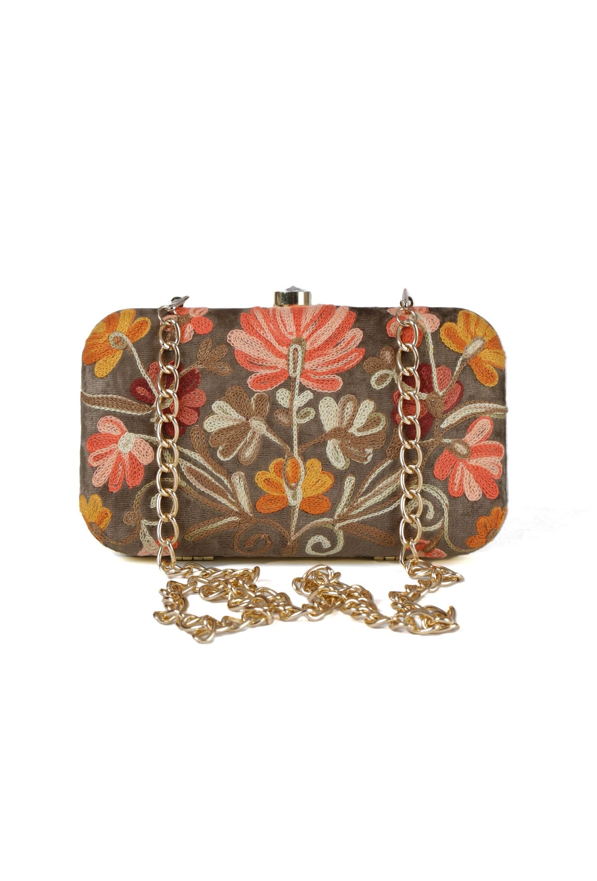 Olive Green Velvety Rectangular Clutch