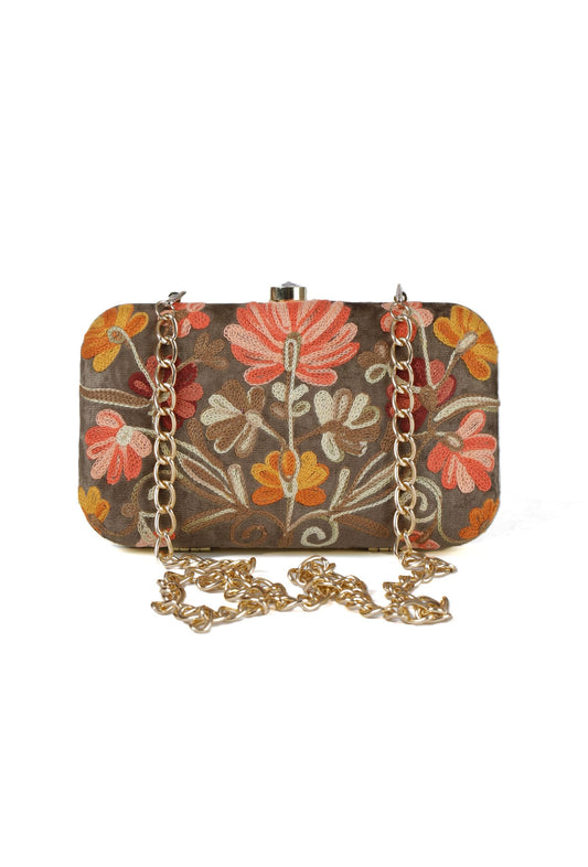 Olive Green Velvety Rectangular Clutch