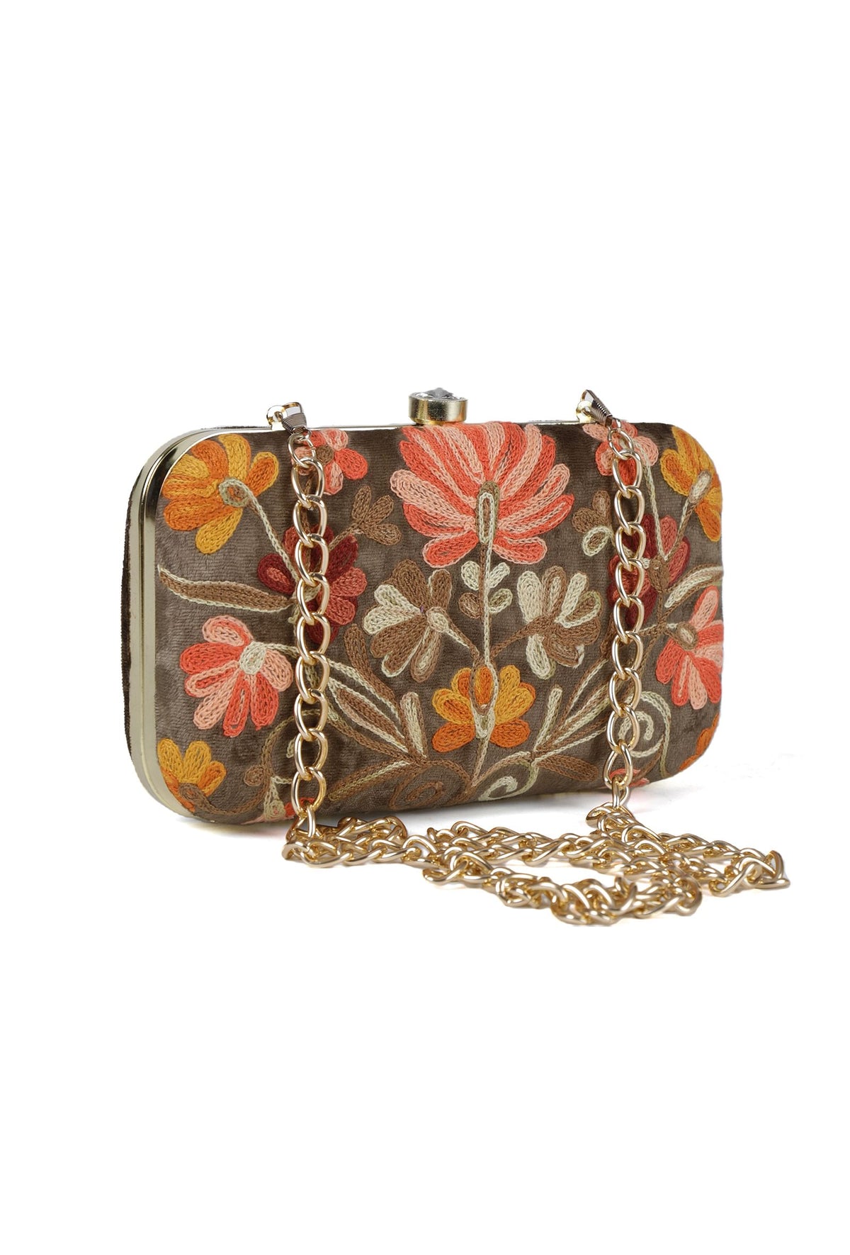 Olive Green Velvety Rectangular Clutch