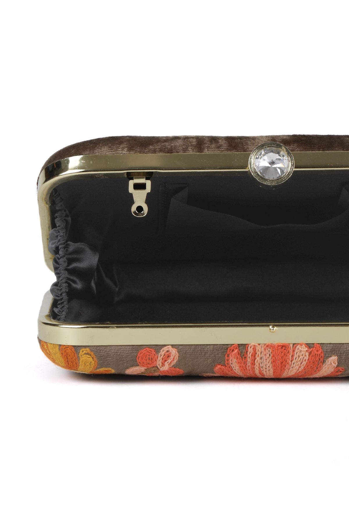Olive Green Velvety Rectangular Clutch