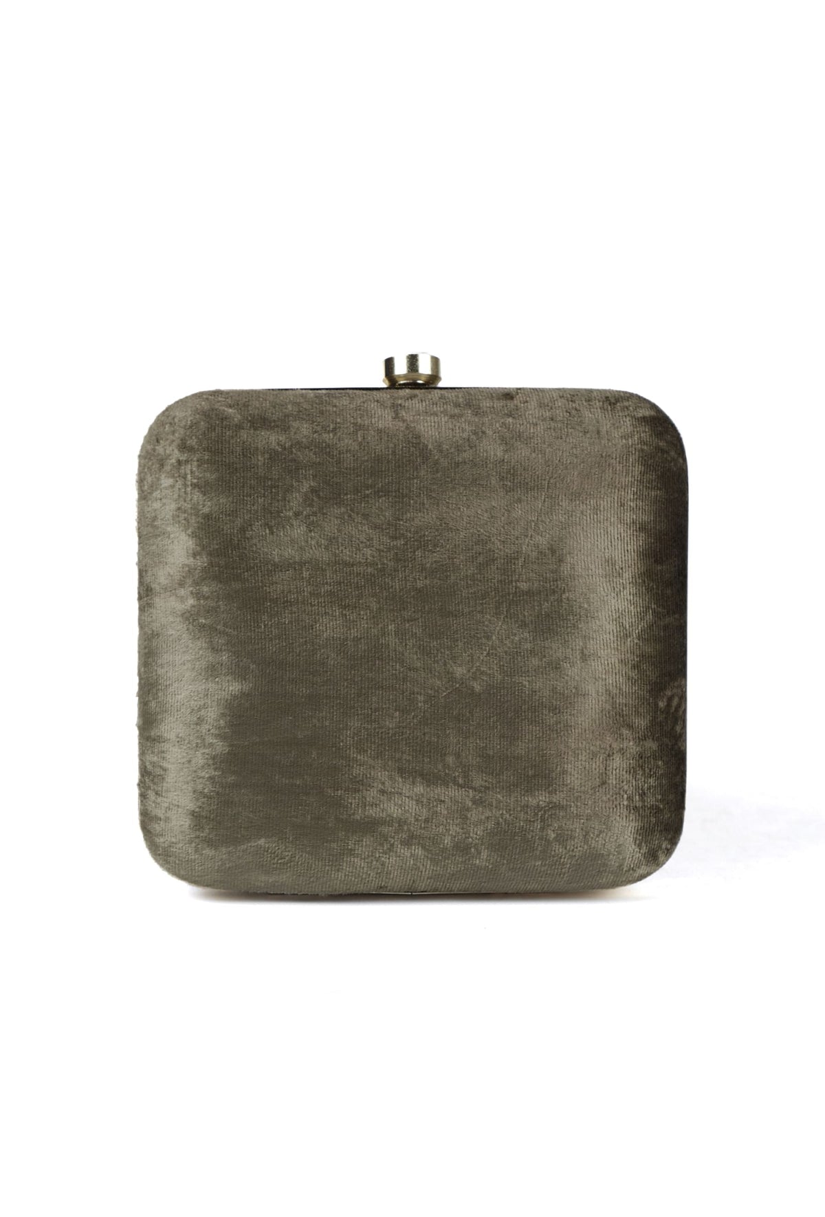 Olive Green Velvety Box Clutch