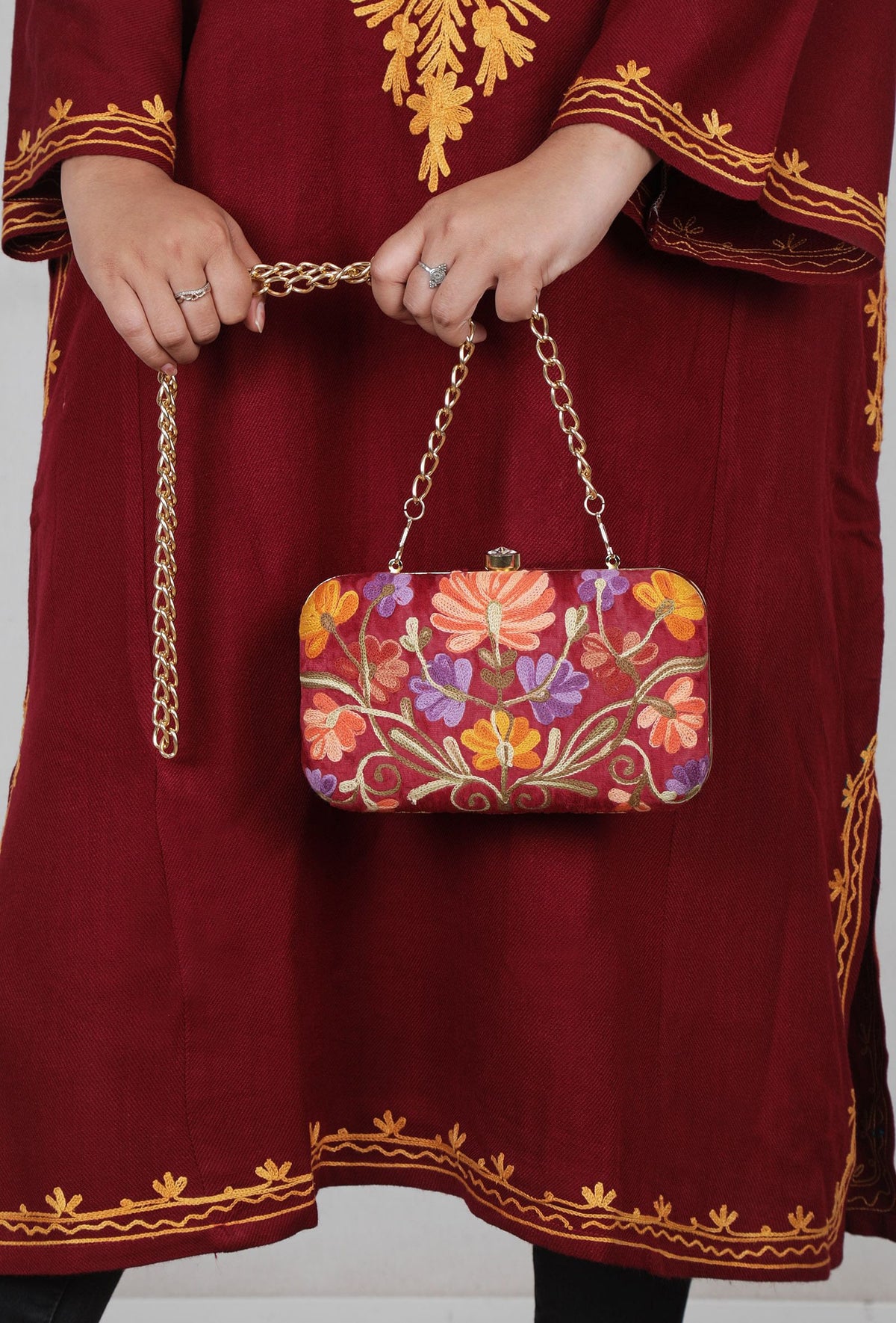 Red Velvety Rectangular Clutch