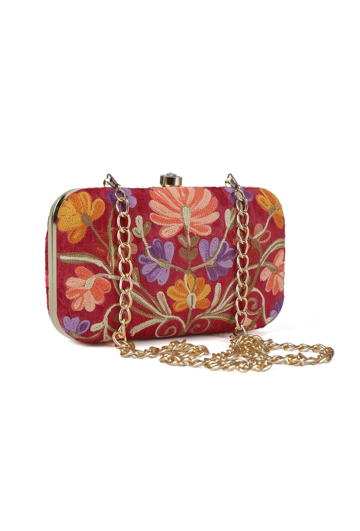 Red Velvety Rectangular Clutch
