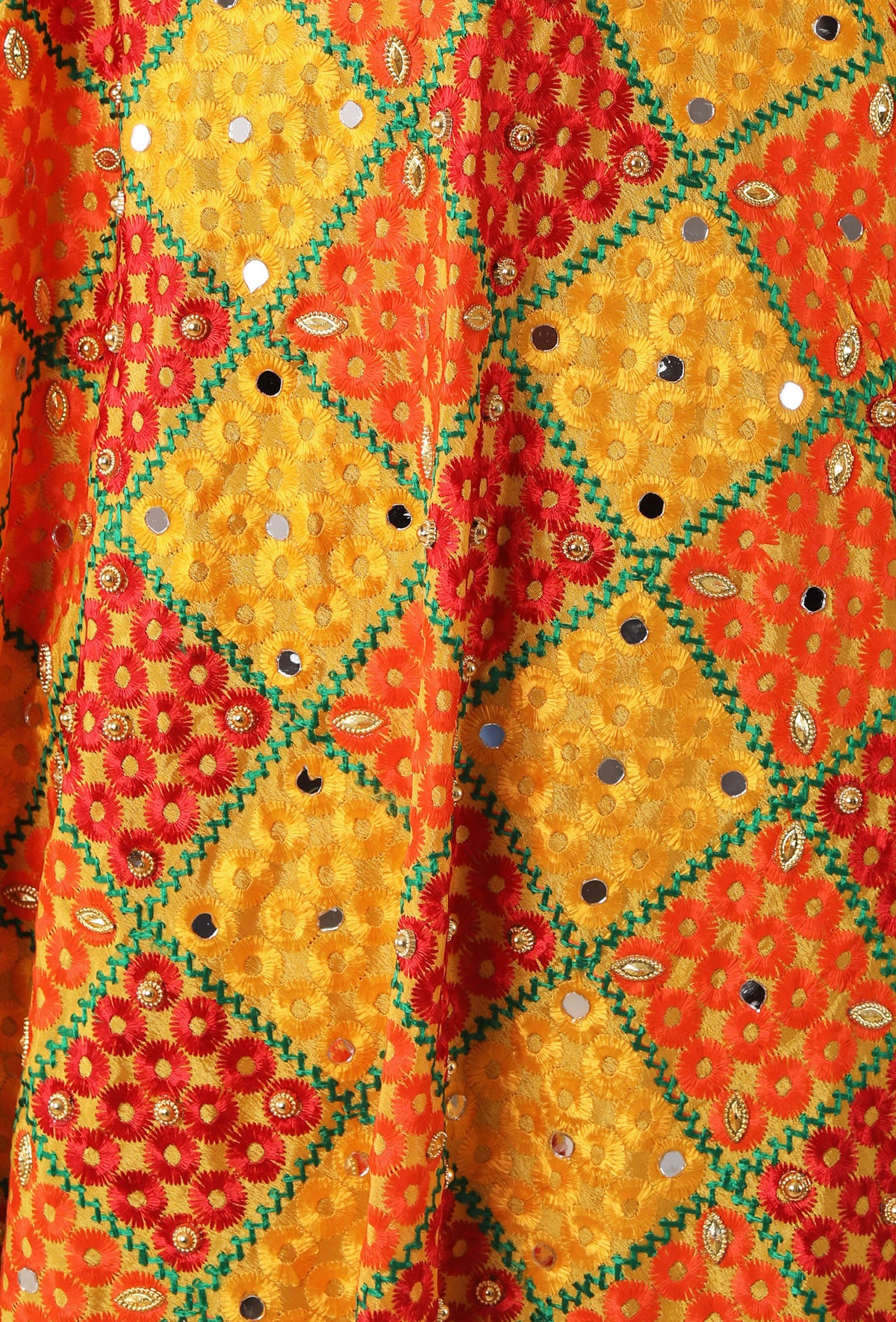 Mustard Allover Embroidered Phoolkari Dupatta